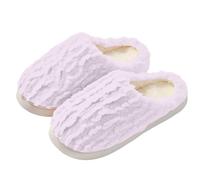 Pantoufles d'hiver chaudes pour intérieur et extérieur - Confortables, douces et confortables - Doublure en peluche - Semelle antidérapante - Pour couple - Pour un usage quotidien, 05 Violet, 37.5 EU