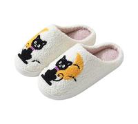 Pantoufles d'hiver élégantes en peluche pour femme, Noir , 39 EU