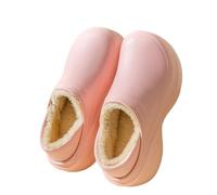 Pantoufles d'hiver en fourrure for femmes, tendance, chaudes, douces, semelles épaisses, peluche, for couple, chaussures d'extérieur antidérapantes coton pour chambre à coucher(Pink,40-41(24.5-25cm))