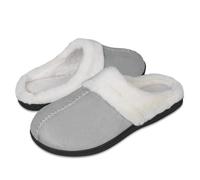 Pantoufles d'hiver en mousse à mémoire de forme pour homme et femme - Chaudes et confortables - En peluche - Antidérapantes, Gris clair Szlb, 40/41 EU