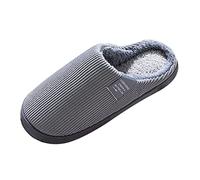 Pantoufles d'hiver en peluche pour femme - Chaussons chauds - Doux et plats - Confortables - Unisexe - Moelleux et doux - Antidérapants - Pour l'extérieur et l'intérieur, gris, 42/43 EU