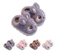 Pantoufles d'hiver en peluche pour fille et garçon - Pour l'intérieur et la maison - Antidérapantes - Confortables - En feutre à mémoire de forme, gris b, 26 EU