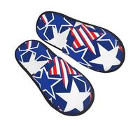 Pantoufles D'Hiver États-Unis Étoiles Et Rayures Bleu Rouge Doux Pantoufles De Maison Cozy Chaussons D'Intérieur Pour Automne Homme Voyage L