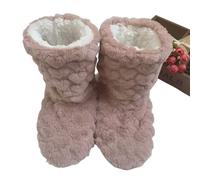 Pantoufles d'hiver for femmes, chaussures d'hiver for couple, chaussettes de sol for adultes, antidérapantes, en velours épais, pantoufles de danse d'intérieur à tube haut pour femmes(Deep pink,41-42)