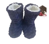 Pantoufles d'hiver for femmes, chaussures d'hiver for couple, chaussettes de sol for adultes, antidérapantes, en velours épais, pantoufles de danse d'intérieur à tube haut pour femmes(Blue,43-44)