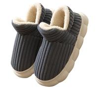 Pantoufles d'hiver légères pour femme et homme - Chaudes et douces - Pour couple d'amoureux - En peluche - Moelleux - Antidérapantes - Unisexe - Pieds larges, gris, 42 EU