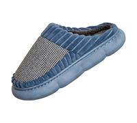 Pantoufles d'hiver pour femme - Chaussons de jardin pour homme et femme - Chaussons moelleux et antidérapants - En coton douillet - Pour l'extérieur, Marine, 40 EU