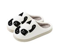 Pantoufles d'hiver pour femme doublées pour Halloween - Chaussons ronds en | Pantoufles en peluche pour enfants, motif chauve-souris, moelleux, pantoufles en peluche, respirantes, chaussures pieds nus