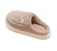 Pantoufles d'hiver pour femme - En peluche - Pour homme - Moelleuses et chaudes - Semelle épaisse - Antidérapantes - Unisexe - En mousse à mémoire de forme - Confortables, kaki, 38 EU