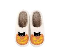 Pantoufles d'hiver pour femme et homme - Fantômes fantômes drôles - Peluche chaude et moelleuse - Pantoufles confortables en feutre - Antidérapantes - Intérieur et extérieur - Unisexe, 8 blanc, 41 EU