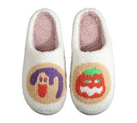 Pantoufles d'hiver pour femme et homme - Fantômes fantômes drôles - Peluche chaude et moelleuse - Pantoufles confortables en feutre - Antidérapantes - Intérieur et extérieur - Unisexe, 6 Blanc, 39 EU