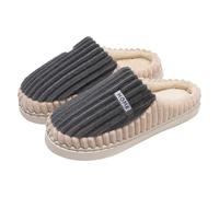 Pantoufles d'hiver pour femme - Fermées sur le devant - Rayures - En | Pantoufles d'hiver antidérapantes en mousse à mémoire de forme - Chaussons doux et confortables - Unisexe