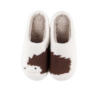 Pantoufles d'hiver pour femme - Motif hérisson - Mignon et confortable - Pour la maison - Semelle épaisse et moelleuse - Antidérapante - Pour les couples - Utilisation intérieure, Blanc (01), 36 EU
