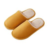 Pantoufles d'hiver pour femme - Respirantes - Grande taille - En coton - Antidérapantes - Chaussons épais et moelleux - Pour les loisirs - En coton, jaune, 36 EU