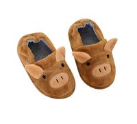 Pantoufles d'hiver pour filles - Motif cochon doux - Chaussons confortables et chauds pour tout-petits - Pour le quotidien et les fêtes - Pantoufles pour filles - 25, café, 32 EU