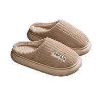 Pantoufles d'hiver pour homme et femme - En peluche - Chaudes, antidérapantes, douces et confortables - En feutre fermé - Unisexe - Chaussures de loisirs pour couple - Pour l'extérieur, kaki, 36 EU