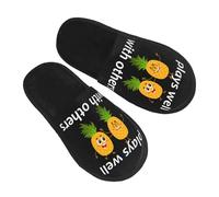 Pantoufles D'Hôtel Ananas À L'Envers Jouez Bien Avec Les Autres Échangistes Drôles Chaud Pantoufles De Voyage Antidérapant Chausson Hotel Pour Chambre Homme M