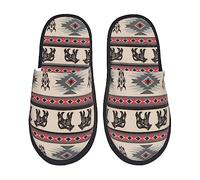 Pantoufles D'Hôtel Ours Indigène Américain À Rayures De Bison Portative Pantoufles Unisexe Chaussons Pour Automne Homme Hôtel L