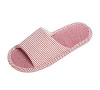 Pantoufles d'hôtel unisexes - Pour l'intérieur et l'extérieur - Pour la maison et la chambre à coucher - Ensemble large - Bout ouvert - Mousse à mémoire de forme - Lavables - Antidérapantes - En lin