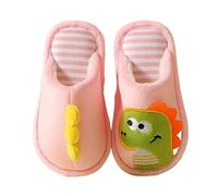Pantoufles dinosaures confortables pour enfants - Pantoufles mignonnes et chaudes en peluche pour garçons et filles - Chaussures d'hiver en coton - Taille 3 - Sandales pour filles, rose, 28 EU