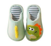Pantoufles dinosaures confortables pour enfants - Pantoufles mignonnes et chaudes en peluche pour garçons et filles - Chaussures d'hiver en coton - Taille 3 - Sandales pour filles, vert menthe, 25 EU