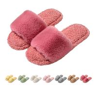Pantoufles d'intérieur à bout ouvert pour femme - Chaussons en peluche confortables - Chaussons d'intérieur unisexes à bout ouvert - Chaussures de marche d'intérieur confortables et chaudes à fond