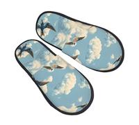 Pantoufles d'intérieur antidérapantes en mousse à mémoire de forme avec motif hirondelles et nuages pour homme et femme Bleu ciel, multicolore, 8/11 UK Men/ 9.5/11.5 UK Women