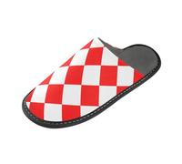 Pantoufles d'intérieur avec mousse à mémoire de forme pour la maison, la chambre à coucher - Motif écossais rouge et blanc