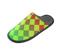 Pantoufles d'intérieur avec mousse à mémoire de forme pour la maison, la chambre à coucher Motif écossais Rouge Jaune Vert
