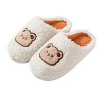 Pantoufles d'intérieur en forme d'ours pour femme, chaussons à bout fermé, chaussures thermiques tendance antidérapantes en mousse à mémoire de forme, adorables pantoufles décontractées pour l'hiver