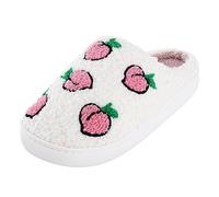 Pantoufles d'intérieur en mousse à mémoire de forme avec semelle en caoutchouc antidérapante, légères et confortables, pour femme, motif ananas, pêche, cerise, rose, 37 EU