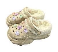 Pantoufles d'intérieur et d'extérieur en à mémoire de forme avec breloques décoratives amovibles pour un confort optimal en toute saison (Khaki #1, 35)