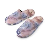 Pantoufles d'intérieur et d'extérieur en mousse à mémoire de forme pour femme - Marbrées colorées - Style décontracté - Chaudes - Pour chambre à coucher et extérieur, Marbre coloré, Small