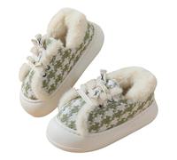 Pantoufles d'intérieur et d'extérieur pour femme - Chaudes et confortables - Semelle épaisse - En peluche - Antidérapantes - Légères et larges - Réglables - Tendance, Vert, 39 EU