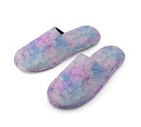 Pantoufles d'intérieur et d'extérieur pour femme, violet et bleu galaxie, marbre et mousse à mémoire de forme, chaussures décontractées en peluche chaude, chaussures de chambre à coucher, chaussures