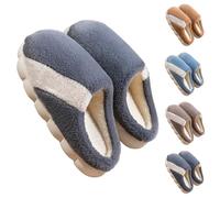 Pantoufles d'intérieur et d'extérieur super chaudes pour homme - Chaussures d'hiver pour chambre à coucher - Antidérapantes - Avec doublure en peluche super douce, bleu clair, 39 2/3 EU
