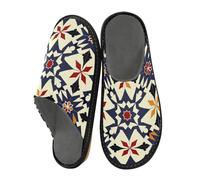Pantoufles d'intérieur marocaines bleu foncé pour femme en mousse à mémoire de forme, Bleu foncé marocain, 6-7 US Women/4.5-5.5 US Men