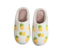 Pantoufles d'intérieur mignonnes pour femme - Coupe large - Imprimé citron - Bout fermé - Élégantes - Automne/hiver - Légères et silencieuses - Semelle EVA antidérapante - Chaussures d'intérieur et
