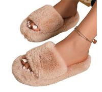 Pantoufles d'intérieur Moelleuses Thick Bottom One Word Hairy Slippers | For Women's Outerwear, Autumn And Winter Fashionable Home Slippers
