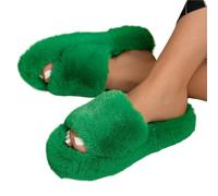 Pantoufles d'intérieur Moelleuses Thick Bottom One Word Hairy Slippers | For Women's Outerwear, Autumn And Winter Fashionable Home Slippers