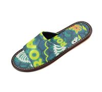 Pantoufles d'intérieur portables et mignonnes avec tête de mort et ankylosaure - Texture rocheuse - Jaune fluo - Vert - Pour hôtel, voyage, fête - Zapatos casuales para mujer, Crâne T Rex rugissant