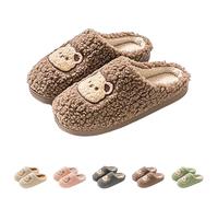 Pantoufles d'intérieur pour couple pour femme - Chaussons ours adorables - Chaussons fantaisie amusants - Chaussures d'intérieur mignonnes - Chaudes - Douces et confortables - En peluche antidérapante