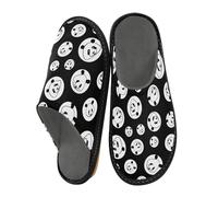 Pantoufles d'intérieur pour femme - Chaussons à semelle rigide pour femme - Pantoufles pour chambre à coucher et homme, Panda Noir à pois blancs, 39.5/40 EU