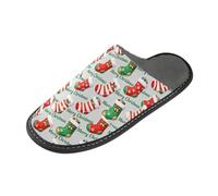 Pantoufles d'intérieur pour femme - Chaussons d'intérieur pour femme - Pantoufles confortables pour femme - Rouge joyeux Noël, Chaussettes rouges Merry Christmas, 9-10