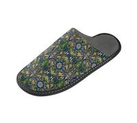 Pantoufles d'intérieur pour femme - Pantoufles d'intérieur pour femme (utilisateur) - Chaussons de lit pour femmes - Art déco arbre de Noël et, Motif arbre de Noël et formes Art déco, 9-10