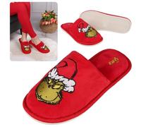 Pantoufles d'intérieur pour femmes - DR. SEUSS - The Grinch - Rouge - Broderie festive 40/41