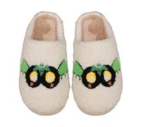 Pantoufles d'intérieur pour Halloween terreur Chaussons heureux Pantoufles confortables et effrayantes pour l'intérieur et l'extérieur Orange Moelleux Peluche douce Rétro Chaussons doux Pantoufles
