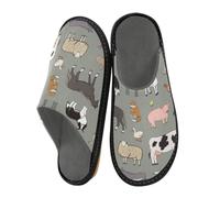 Pantoufles d'intérieur pour homme et femme - Motif cheval, vache, mouton, chèvre - Pour la maison, la chambre à coucher, le voyage, multicolore, 44/46 EU