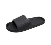 Pantoufles d'intérieur pour homme, sandales de douche comme un nuage, confortables et douces, pantoufles d'été unisexes pour homme et femme, Noir , 42 1/3 EU