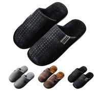 Pantoufles d'intérieur silencieuses à semelle souple pour homme - Mini carreaux - Omfortables - Doublure en polaire - Antidérapantes - Pour les fêtes, gris, 39 2/3 EU